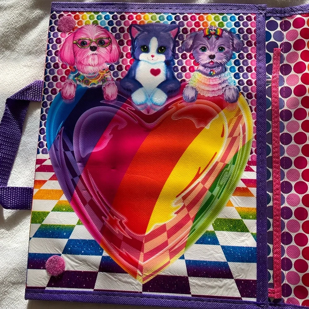 Lisa Frank 3 compartment folder with velcro closure and handles